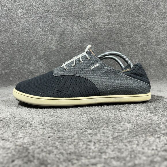 OluKai Nohea Moku Mens Size 10.5 Gray Black No Tie Boat Beach Slip On Shoes Used - Picture 6 of 12